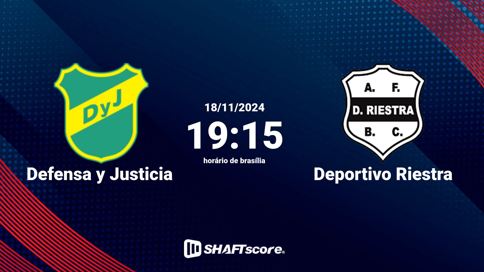 Estatísticas do jogo Defensa y Justicia vs Deportivo Riestra 18.11 19:15