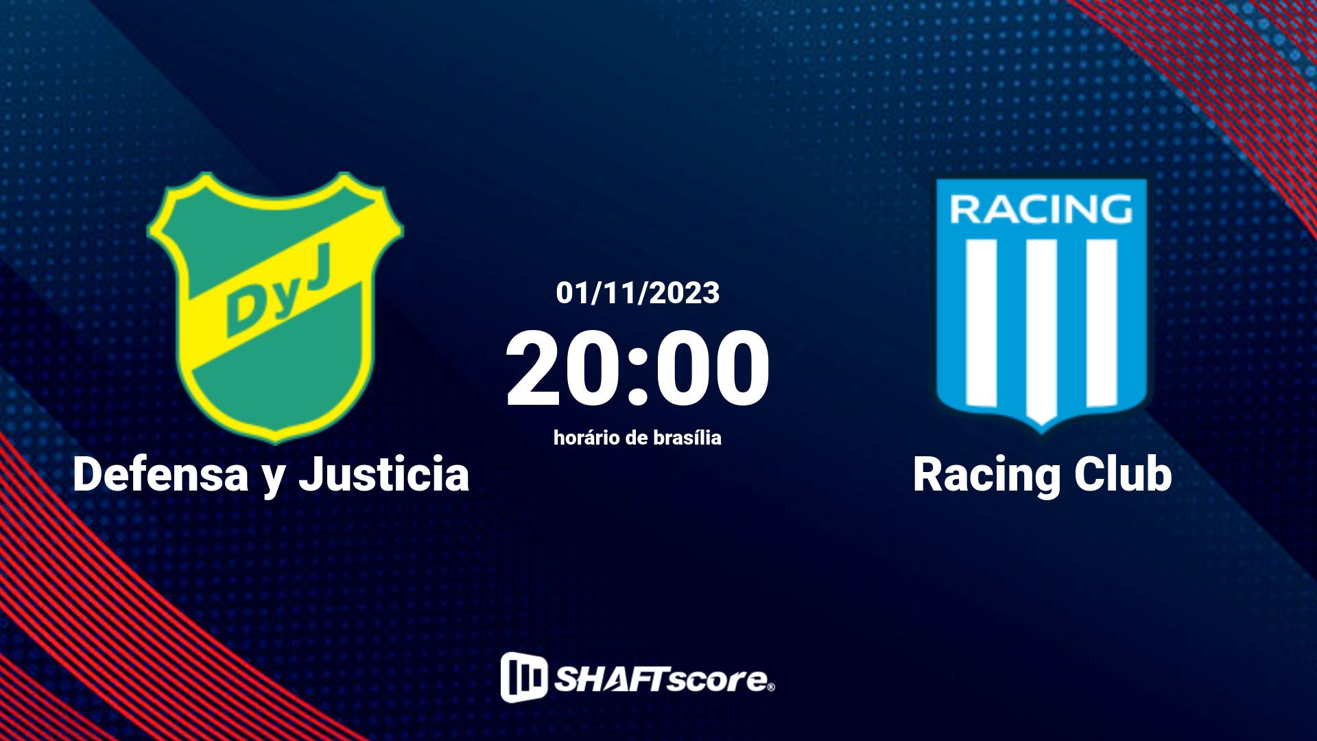 Estatísticas do jogo Defensa y Justicia vs Racing Club 01.11 20:00