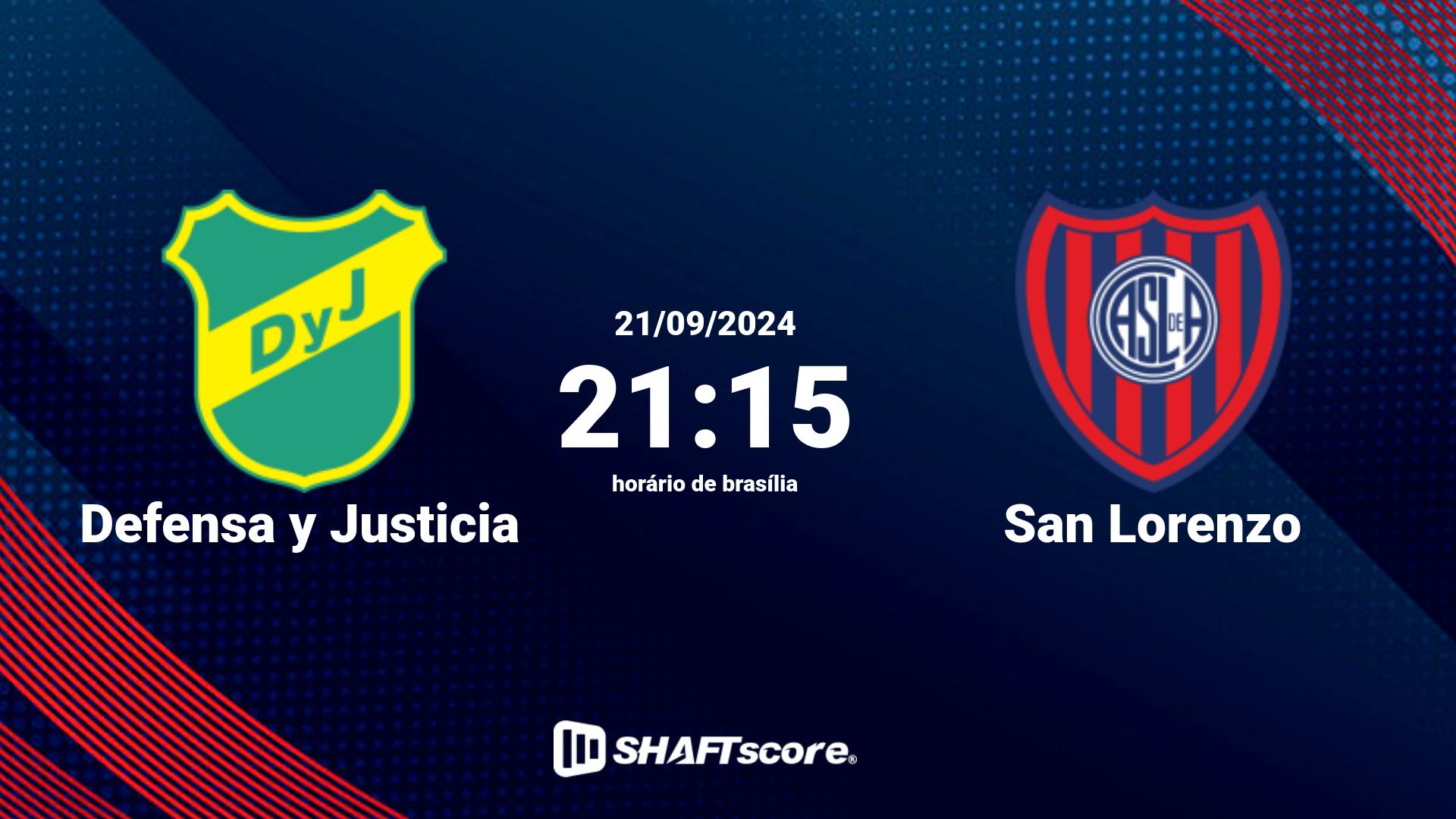 Estatísticas do jogo Defensa y Justicia vs San Lorenzo 21.09 21:15