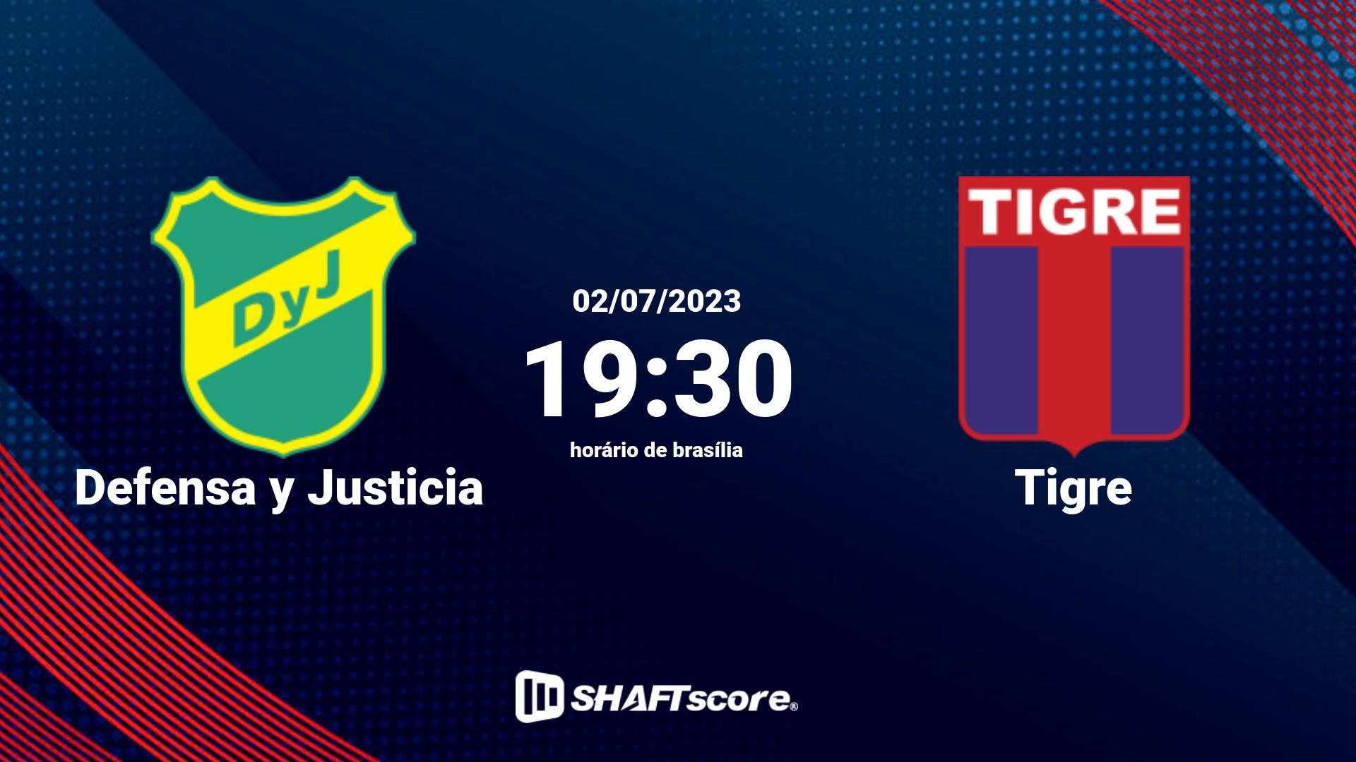 Estatísticas do jogo Defensa y Justicia vs Tigre 02.07 19:30