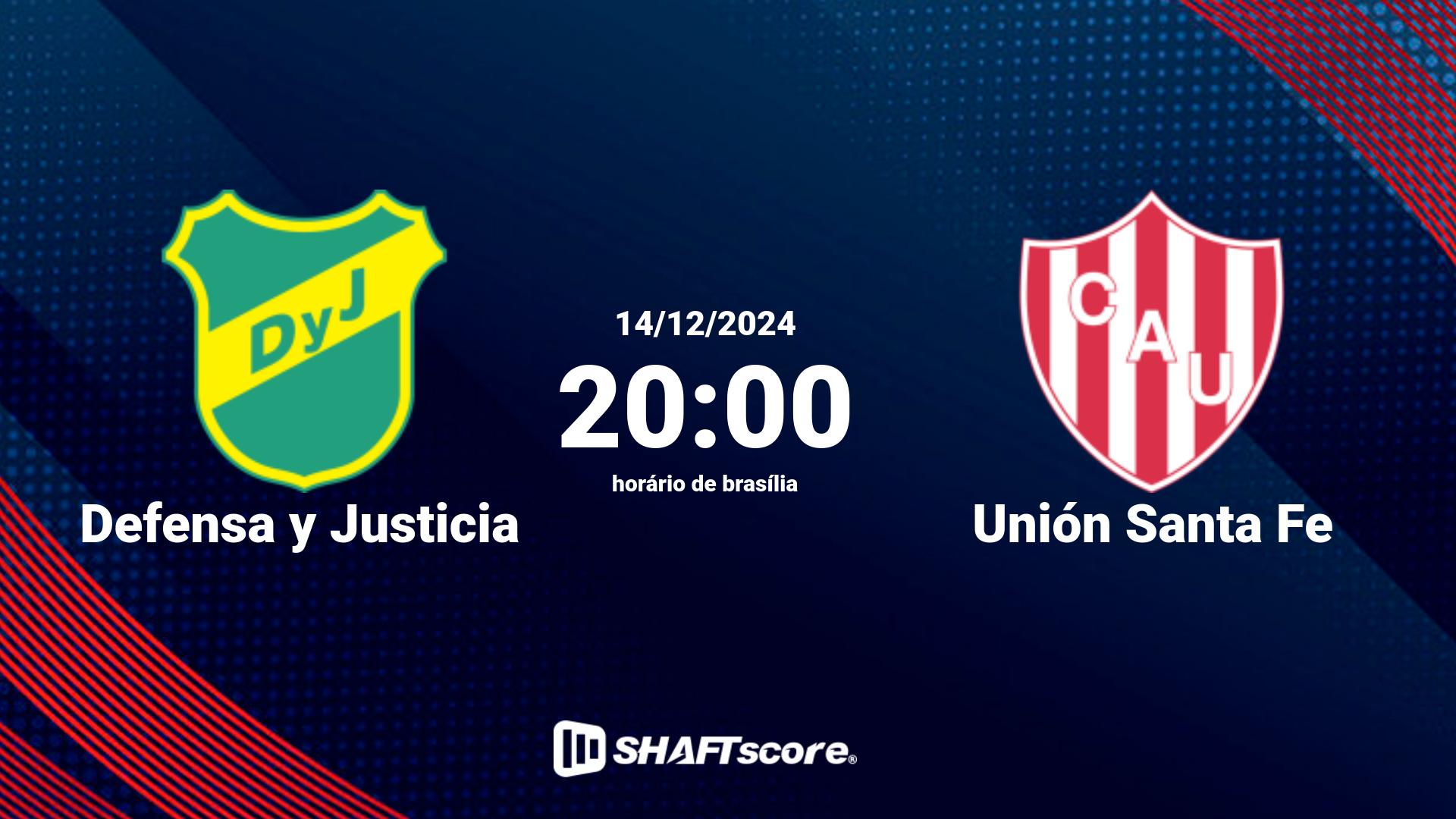 Estatísticas do jogo Defensa y Justicia vs Unión Santa Fe 14.12 20:00