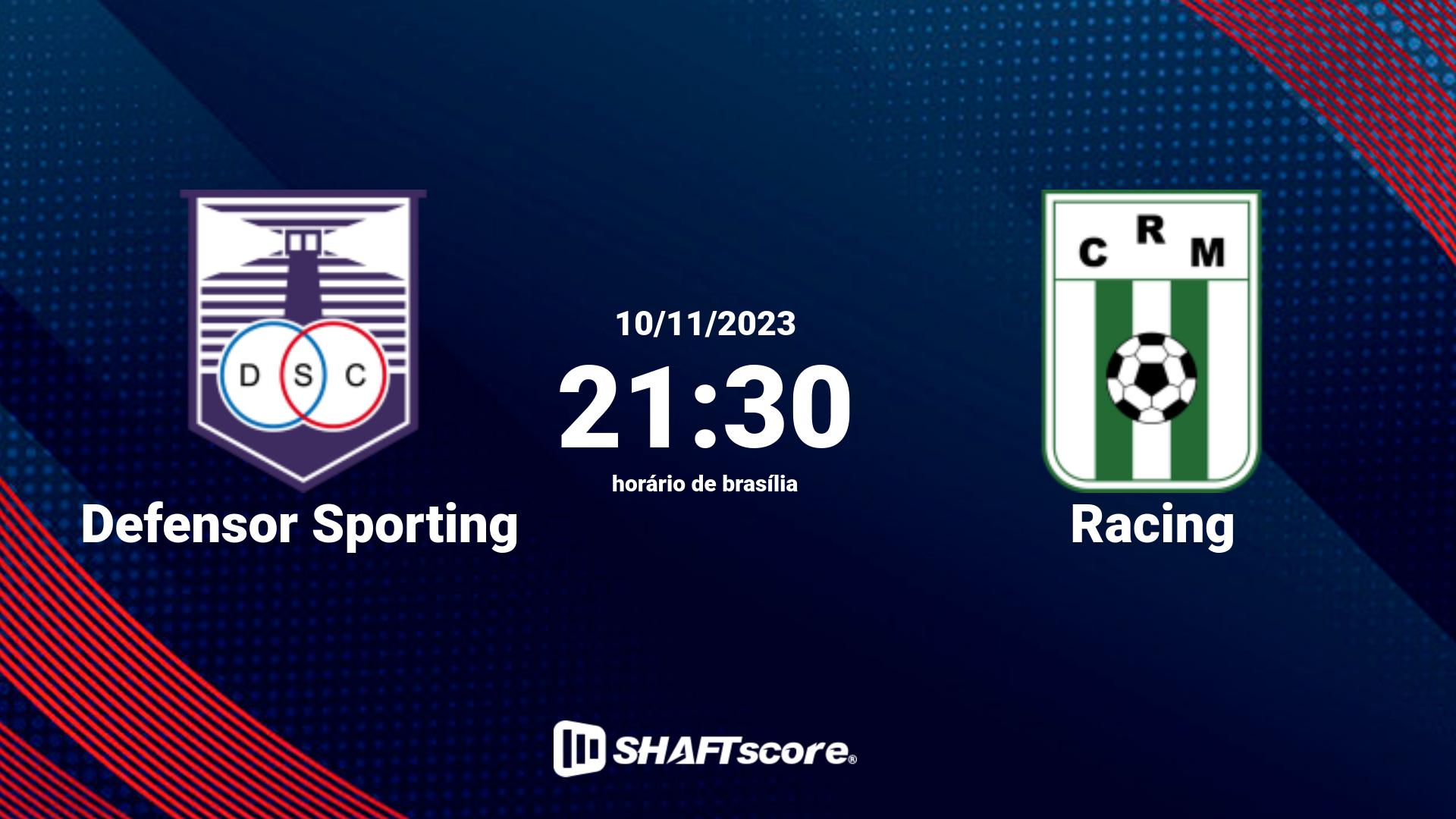 Estatísticas do jogo Defensor Sporting vs Racing 10.11 21:30