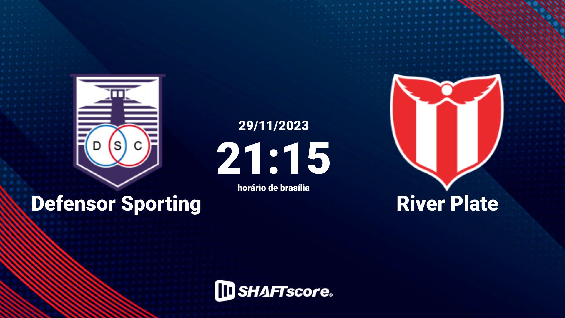 Estatísticas do jogo Defensor Sporting vs River Plate 29.11 21:15