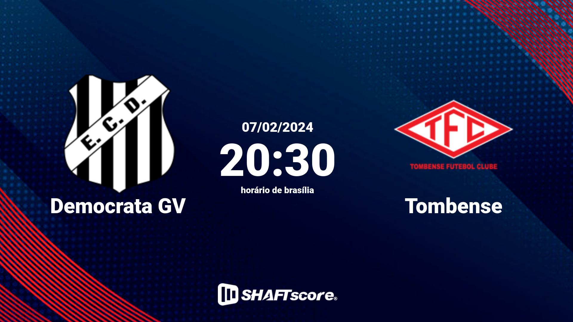 Estatísticas do jogo Democrata GV vs Tombense 07.02 20:30