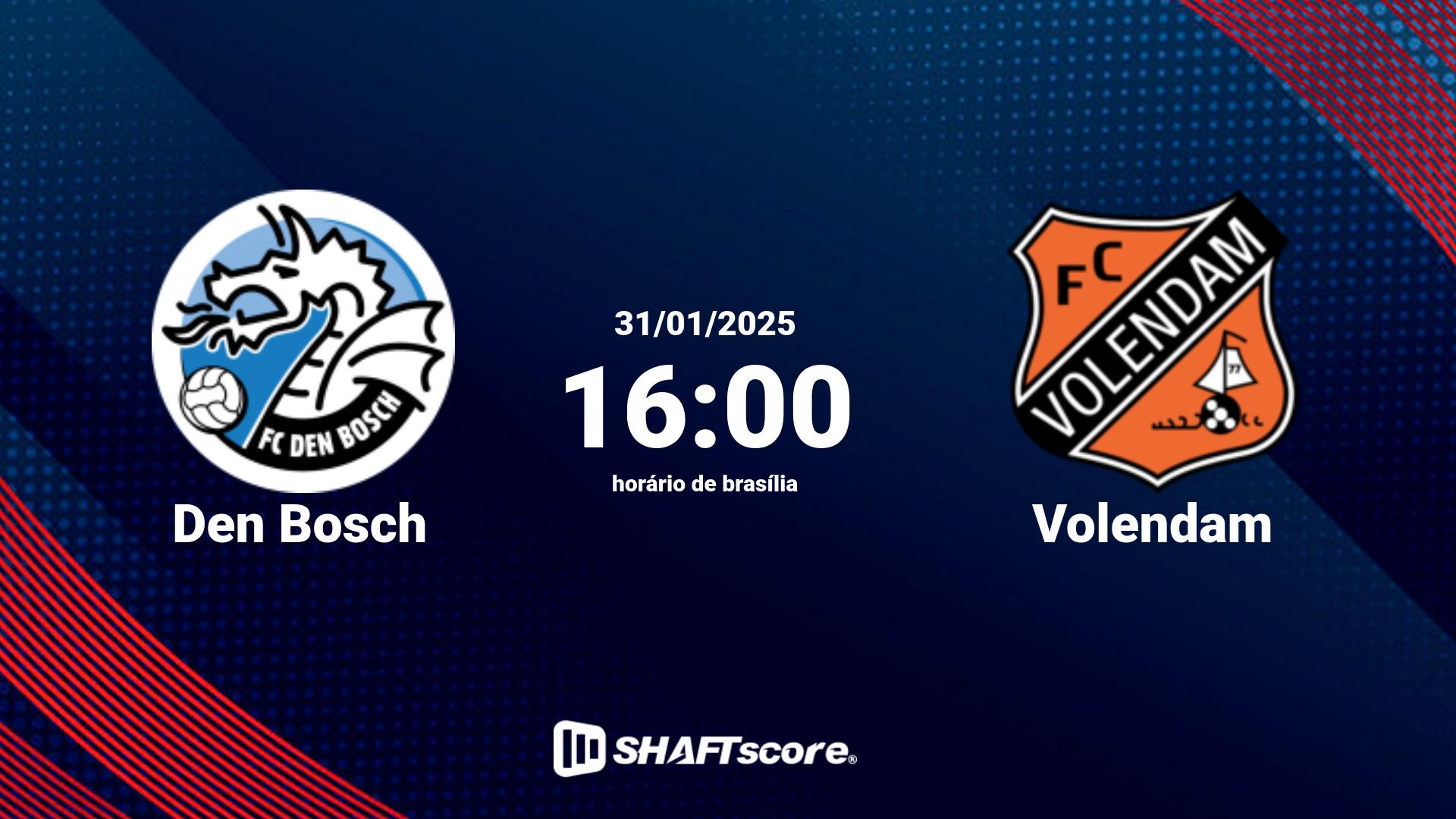 Estatísticas do jogo Den Bosch vs Volendam 31.01 16:00