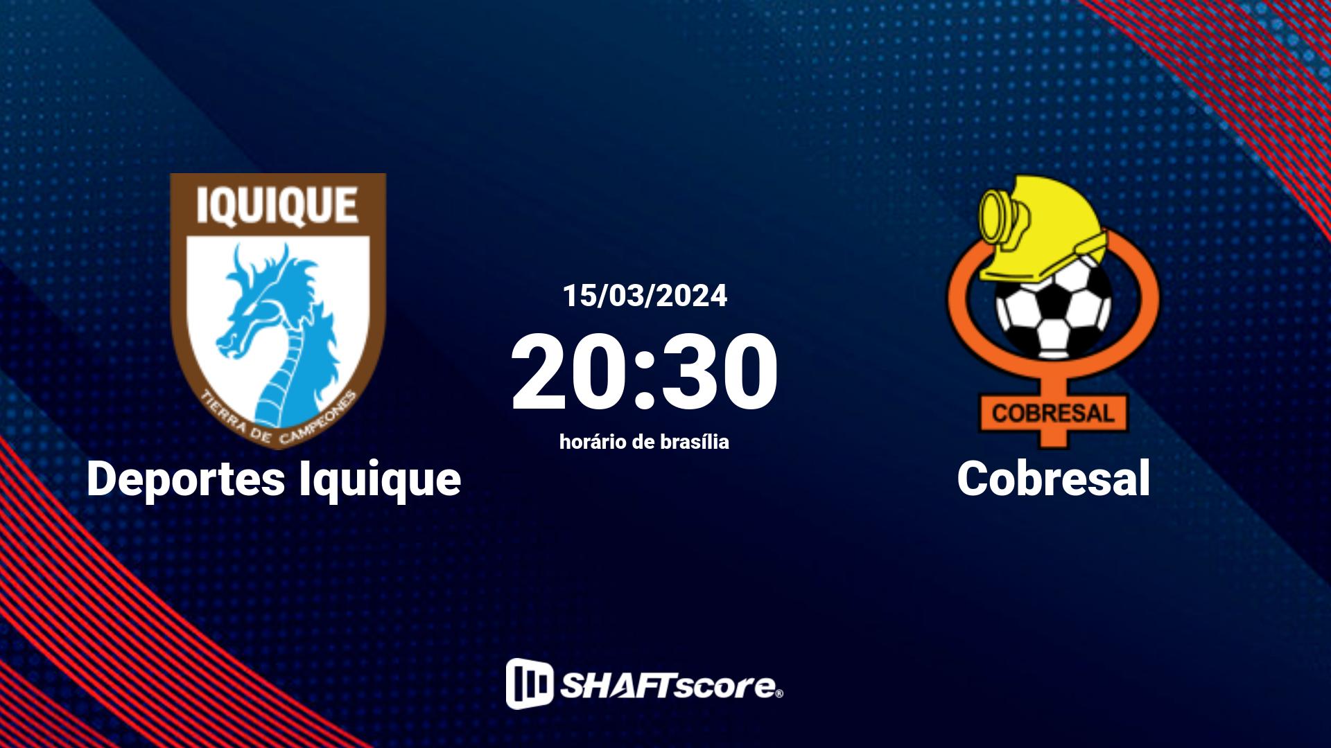 Estatísticas do jogo Deportes Iquique vs Cobresal 15.03 20:30