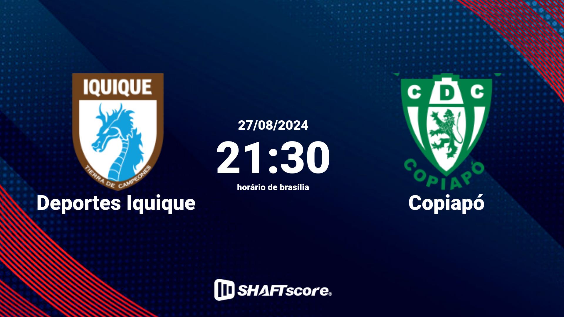 Estatísticas do jogo Deportes Iquique vs Copiapó 27.08 21:30