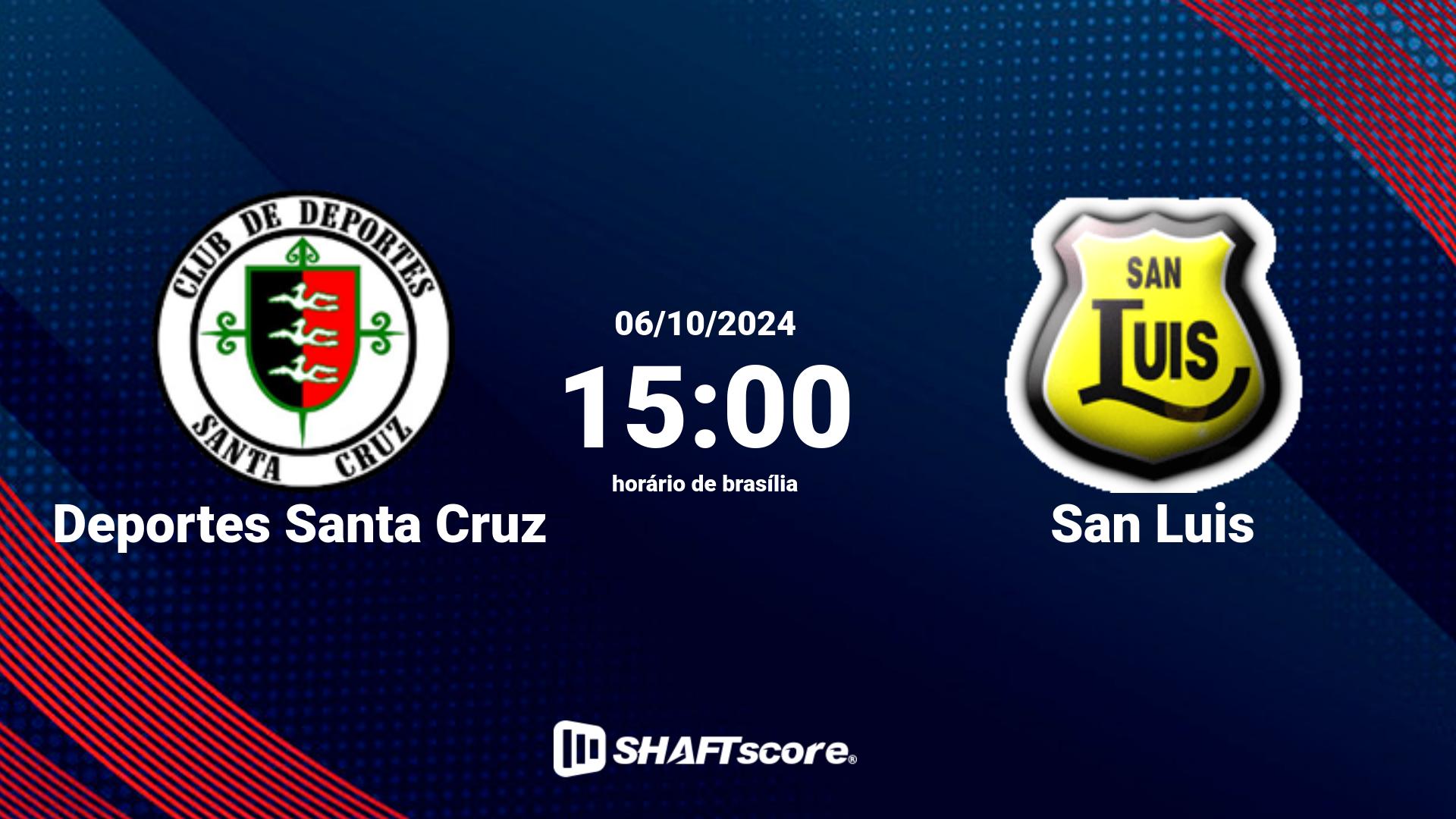 Estatísticas do jogo Deportes Santa Cruz vs San Luis 06.10 15:00