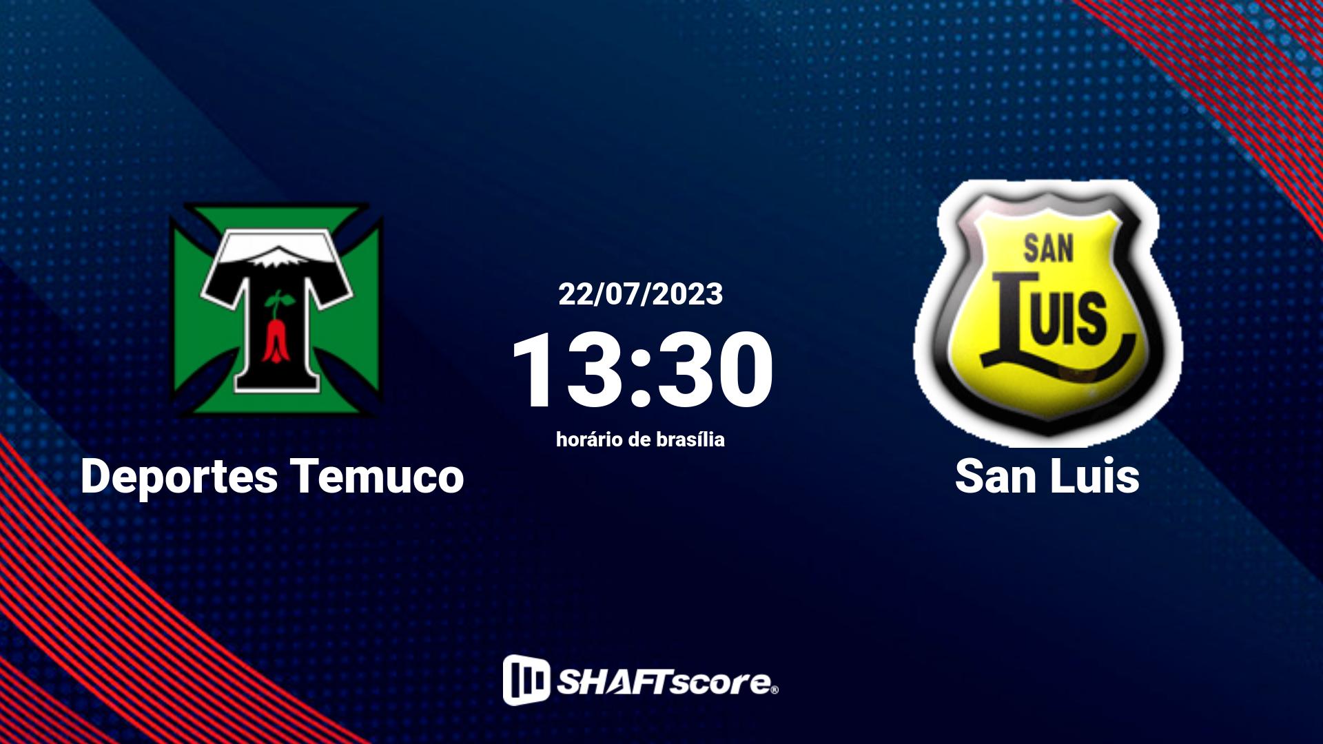 Estatísticas do jogo Deportes Temuco vs San Luis 22.07 13:30