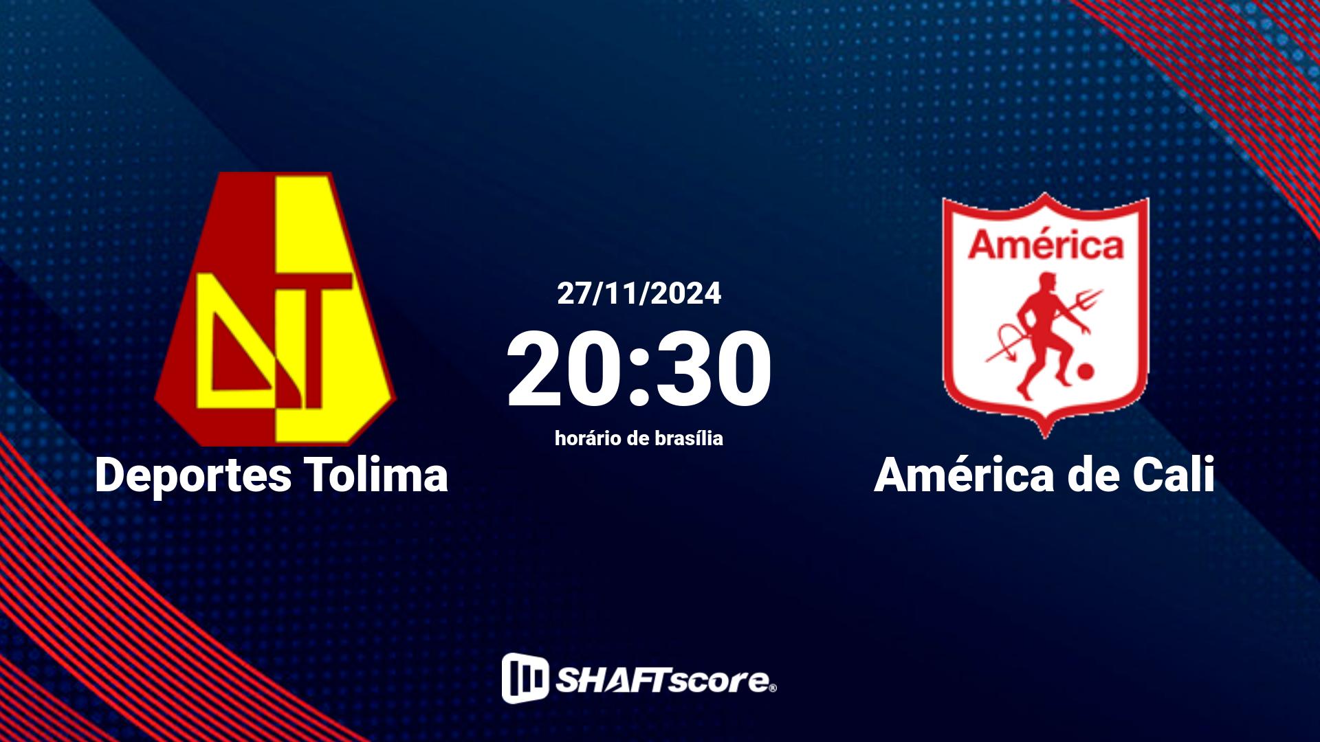 Estatísticas do jogo Deportes Tolima vs América de Cali 27.11 20:30