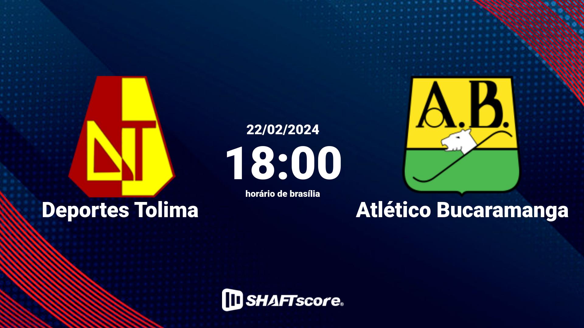 Estatísticas do jogo Deportes Tolima vs Atlético Bucaramanga 22.02 18:00