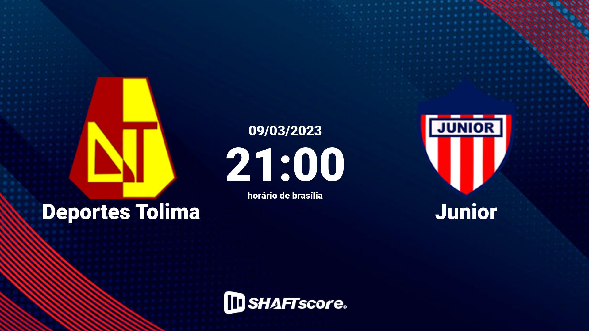 Estatísticas do jogo Deportes Tolima vs Junior 09.03 21:00