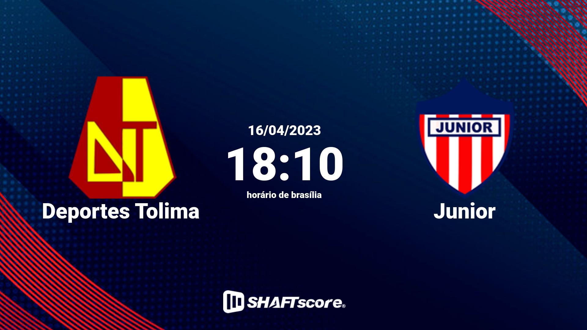 Estatísticas do jogo Deportes Tolima vs Junior 16.04 18:10