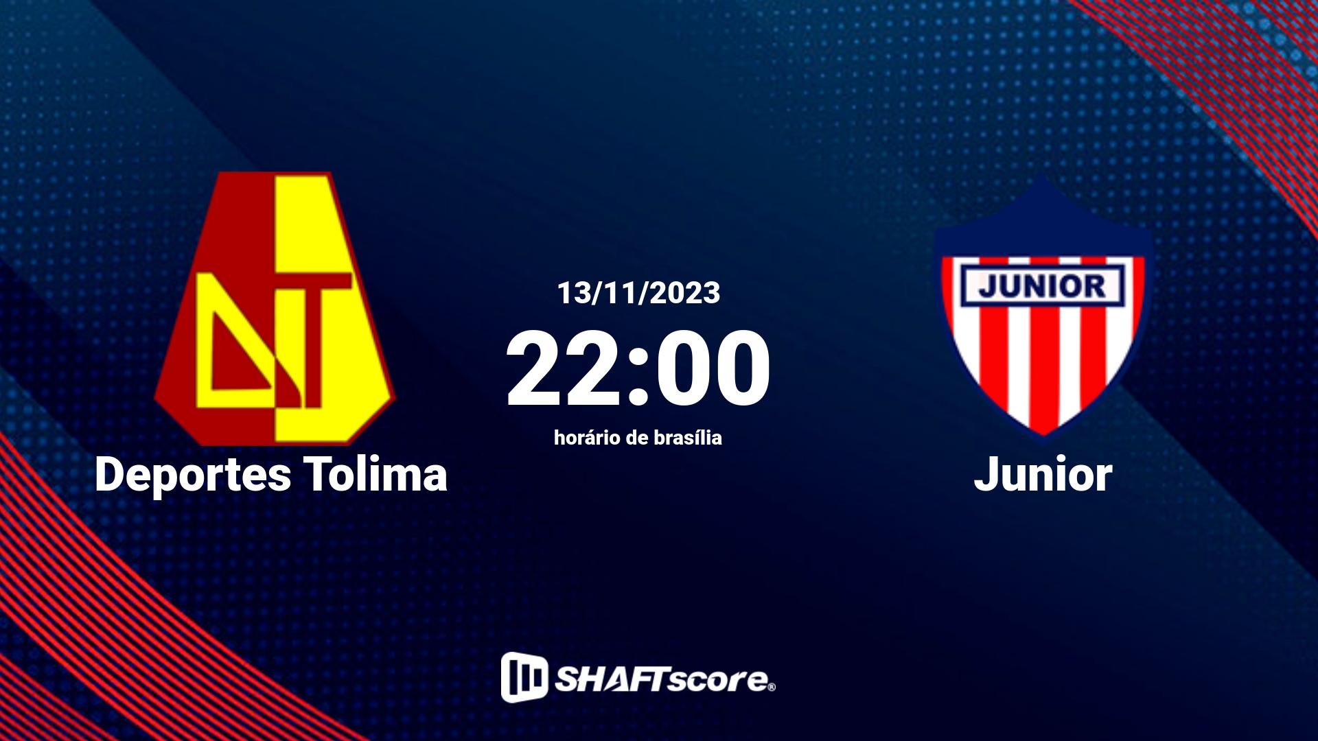 Estatísticas do jogo Deportes Tolima vs Junior 13.11 22:00