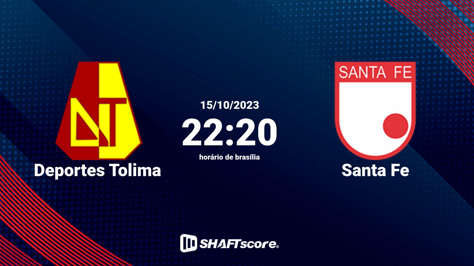 Estatísticas do jogo Deportes Tolima vs Santa Fe 15.10 22:20