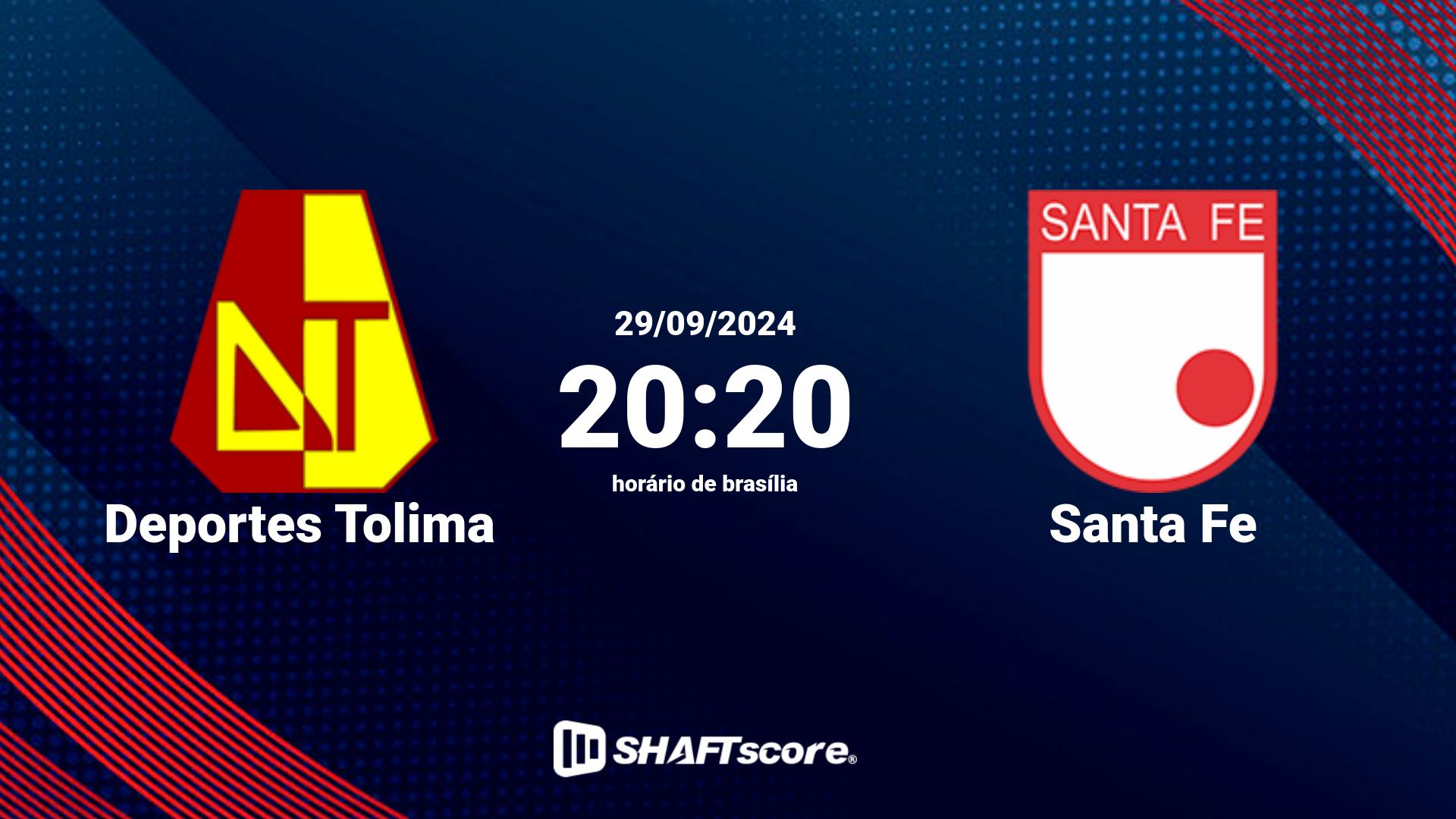 Estatísticas do jogo Deportes Tolima vs Santa Fe 29.09 20:20