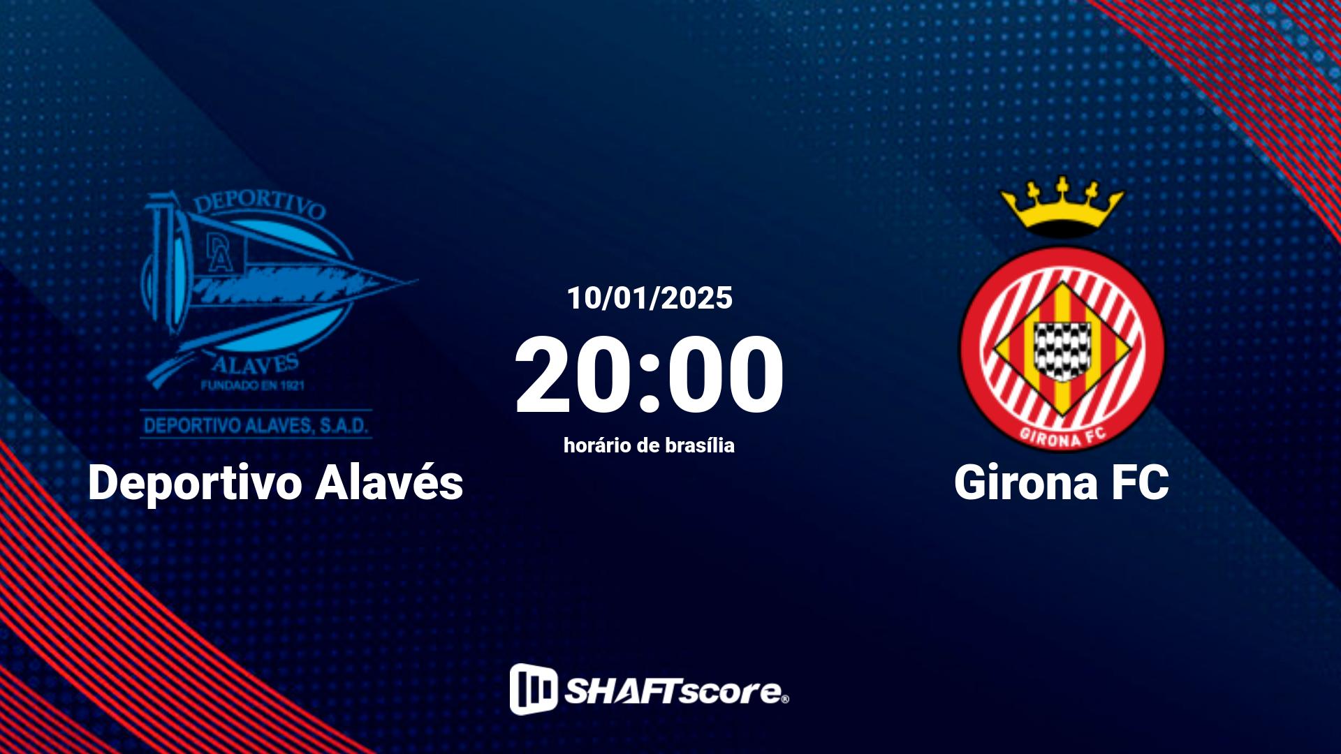 Estatísticas do jogo Deportivo Alavés vs Girona FC 10.01 20:00