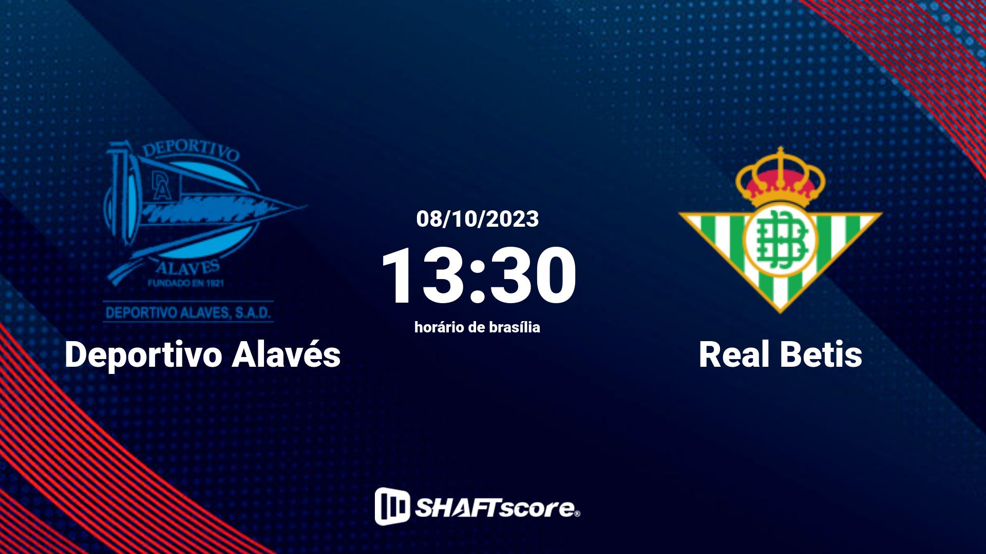 Estatísticas do jogo Deportivo Alavés vs Real Betis 08.10 13:30