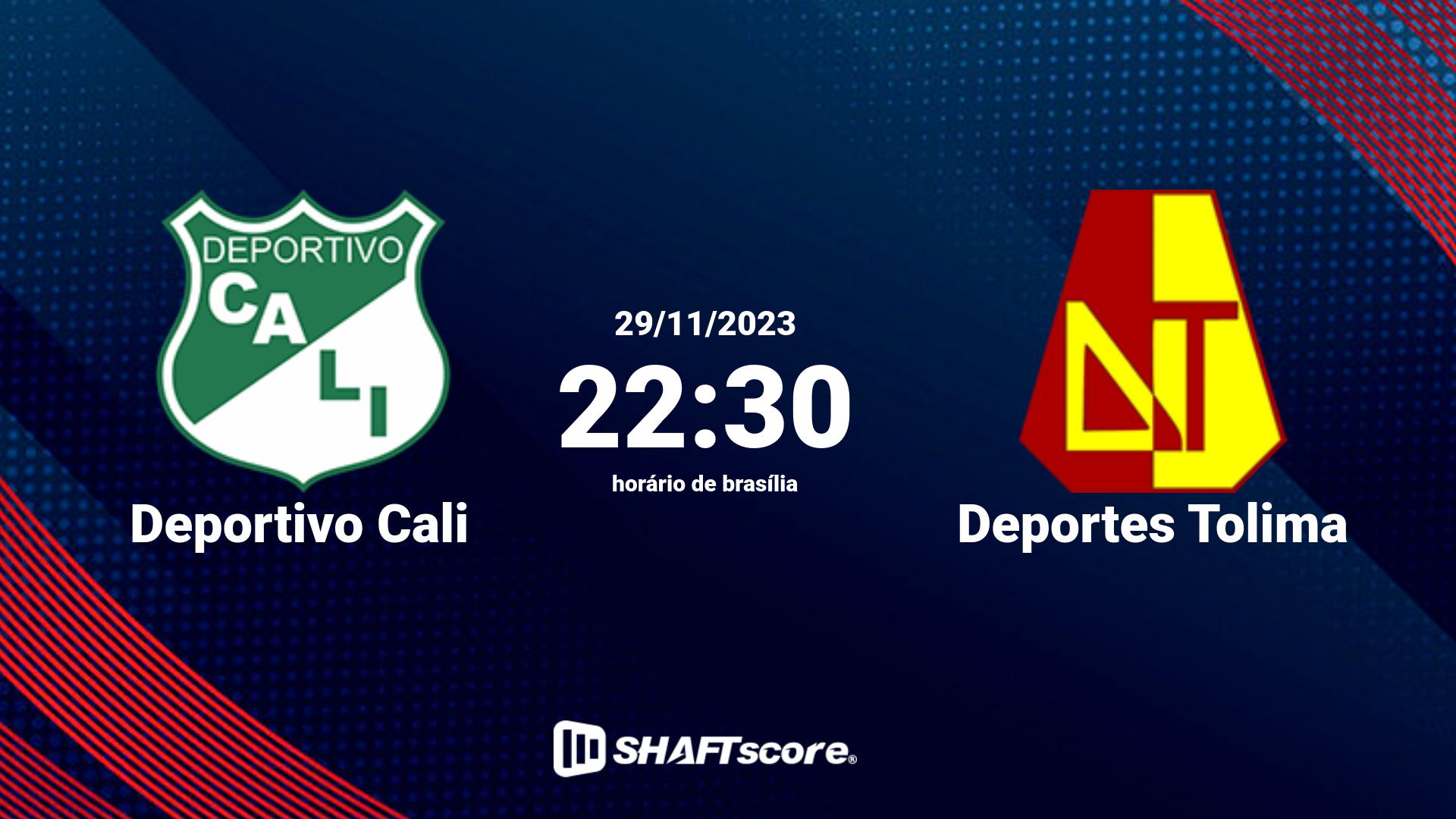 Estatísticas do jogo Deportivo Cali vs Deportes Tolima 29.11 22:30