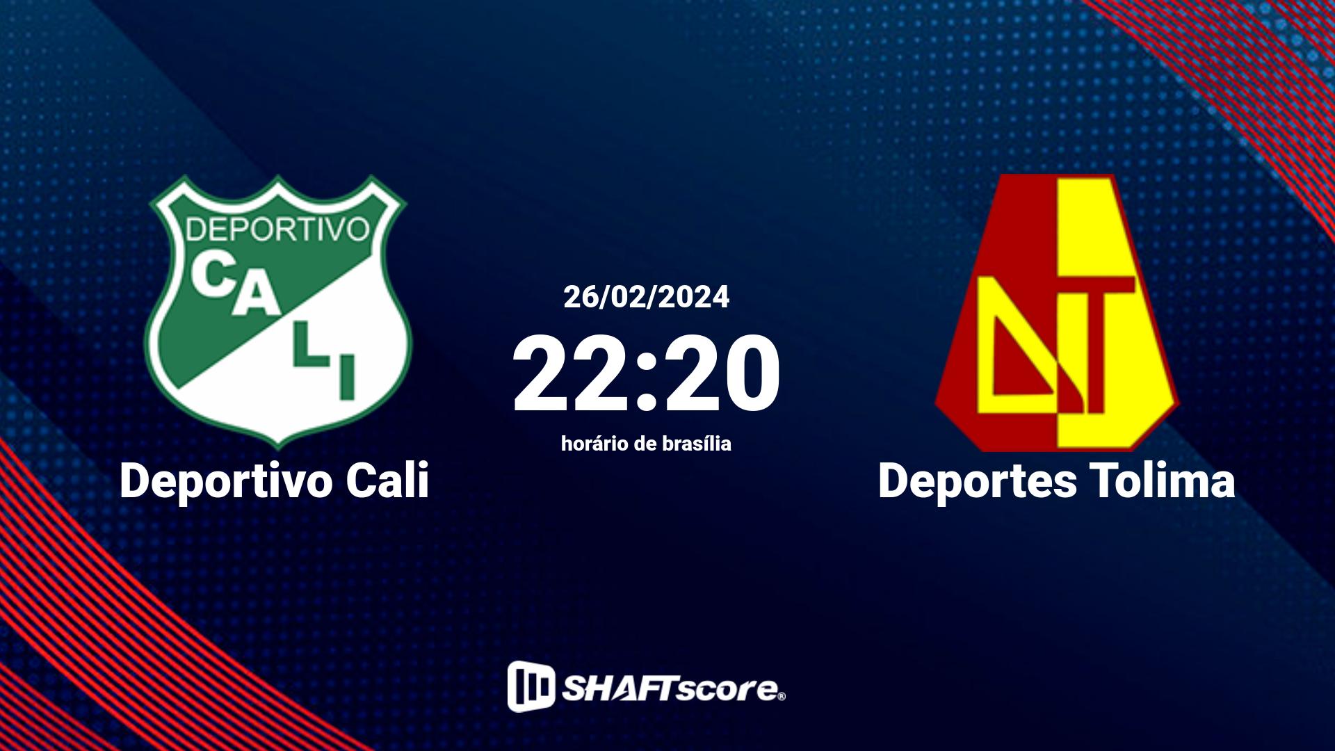 Estatísticas do jogo Deportivo Cali vs Deportes Tolima 26.02 22:20