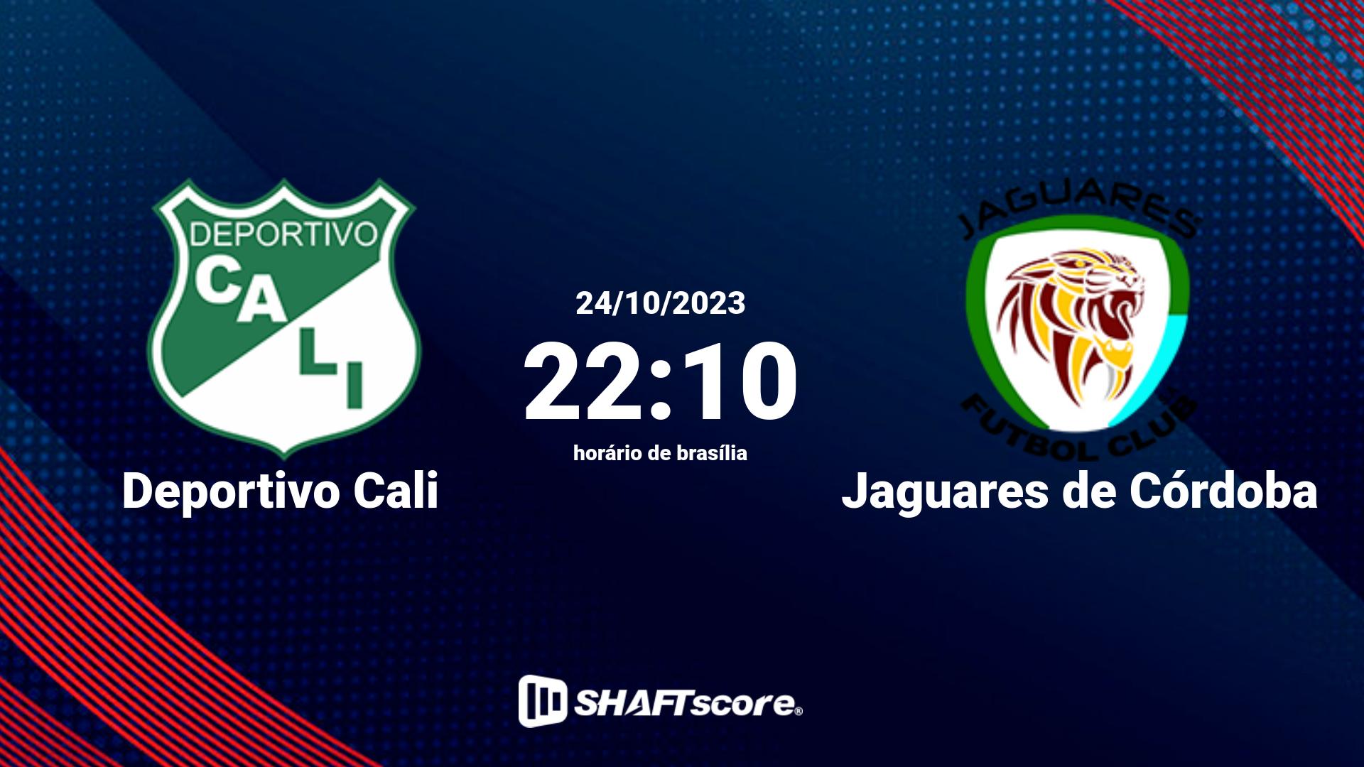 Estatísticas do jogo Deportivo Cali vs Jaguares de Córdoba 24.10 22:10