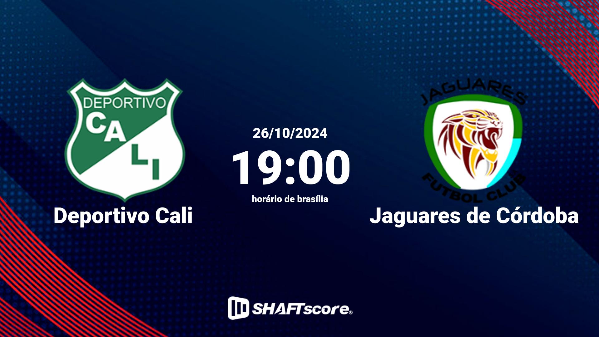 Estatísticas do jogo Deportivo Cali vs Jaguares de Córdoba 26.10 19:00