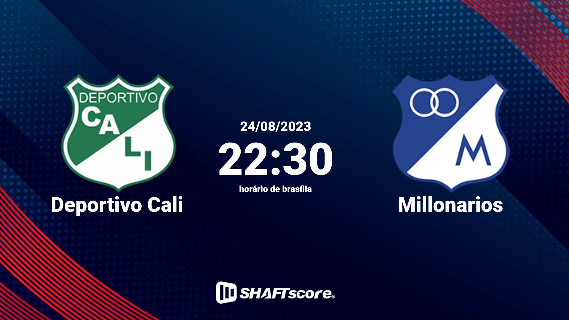 Estatísticas do jogo Deportivo Cali vs Millonarios 24.08 22:30