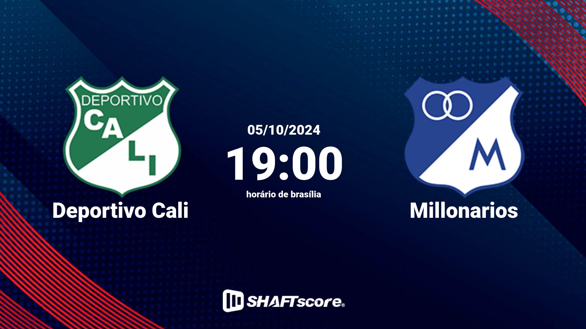 Estatísticas do jogo Deportivo Cali vs Millonarios 05.10 19:00