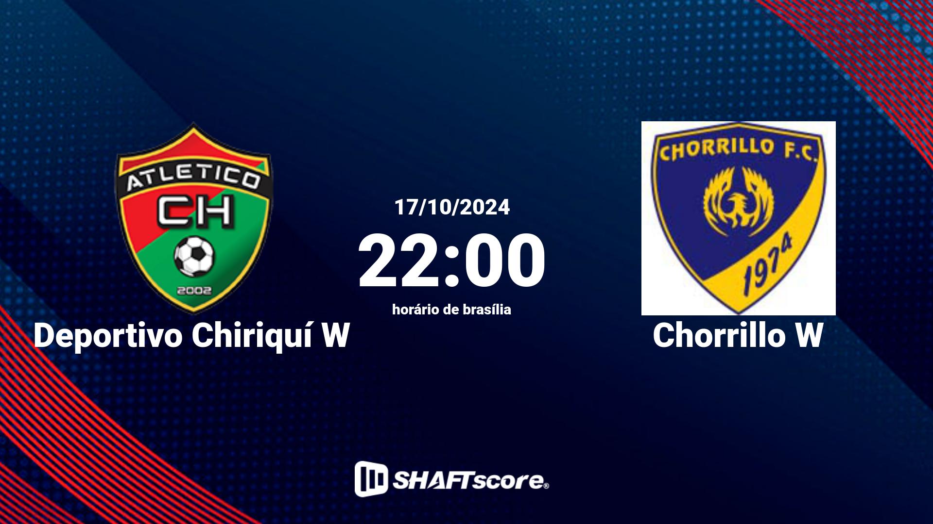 Estatísticas do jogo Deportivo Chiriquí W vs Chorrillo W 17.10 22:00