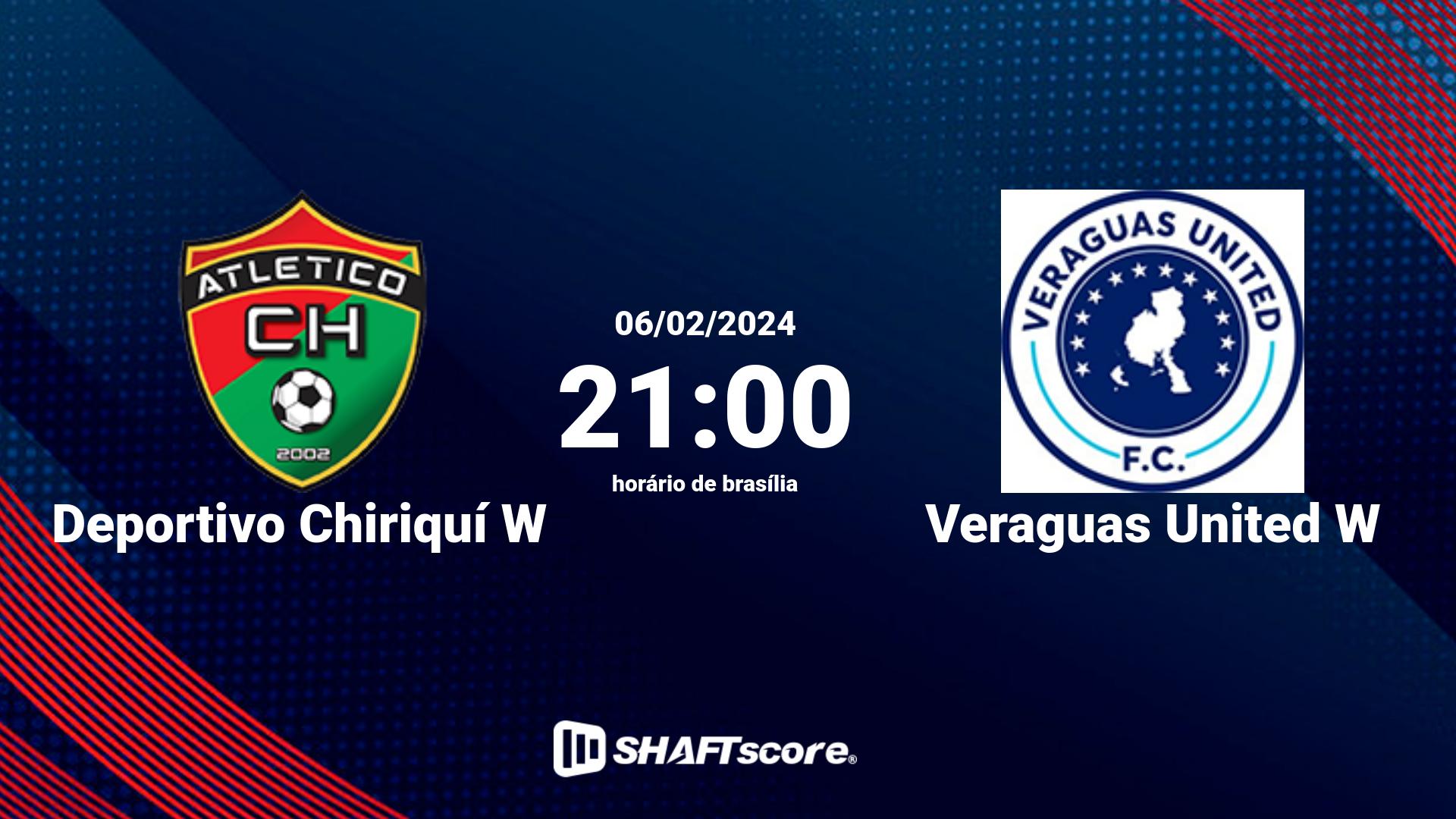 Estatísticas do jogo Deportivo Chiriquí W vs Veraguas United W 06.02 21:00