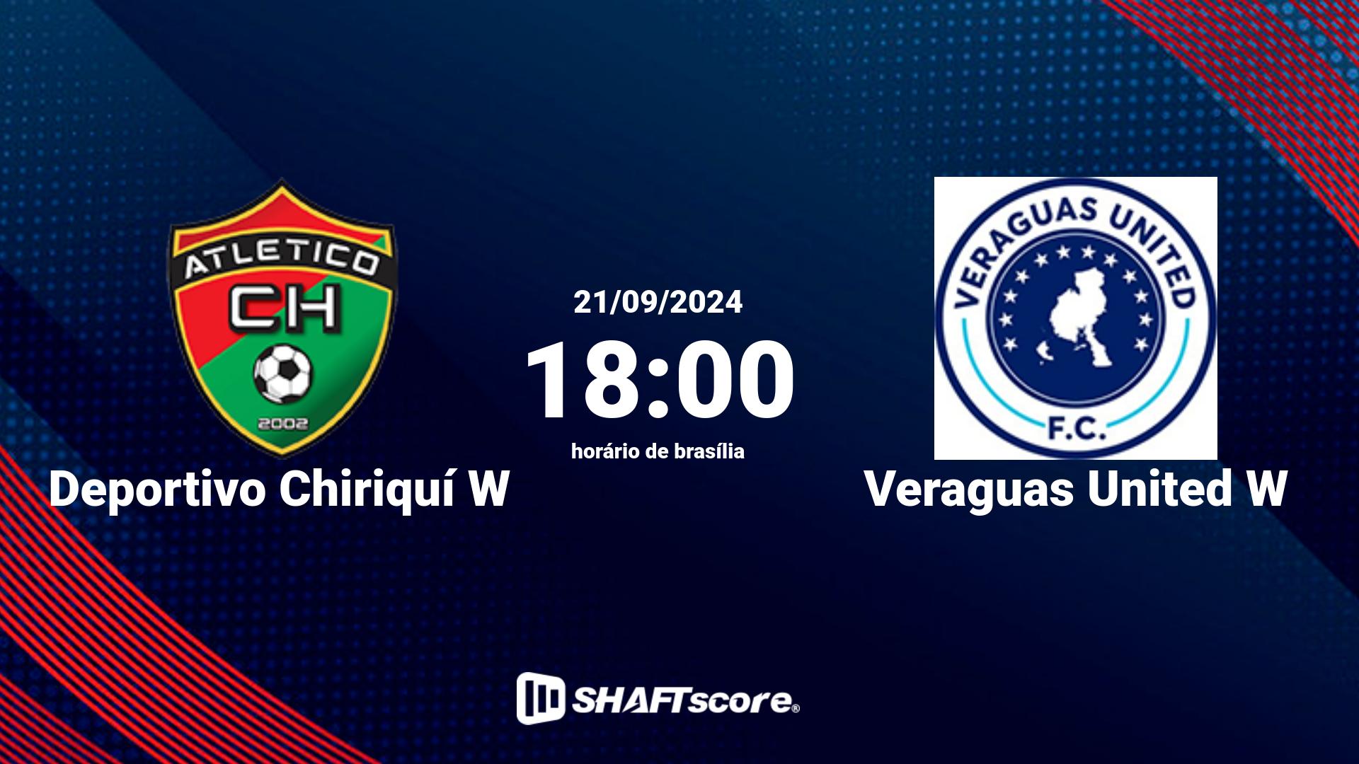 Estatísticas do jogo Deportivo Chiriquí W vs Veraguas United W 21.09 18:00