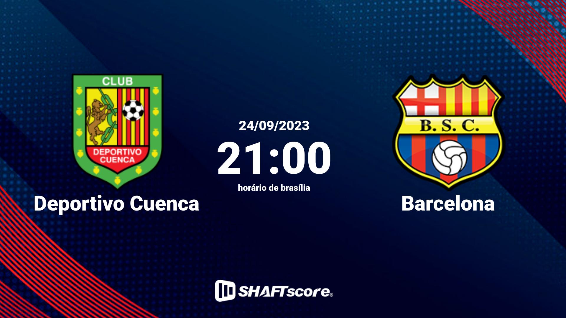 Estatísticas do jogo Deportivo Cuenca vs Barcelona 24.09 21:00