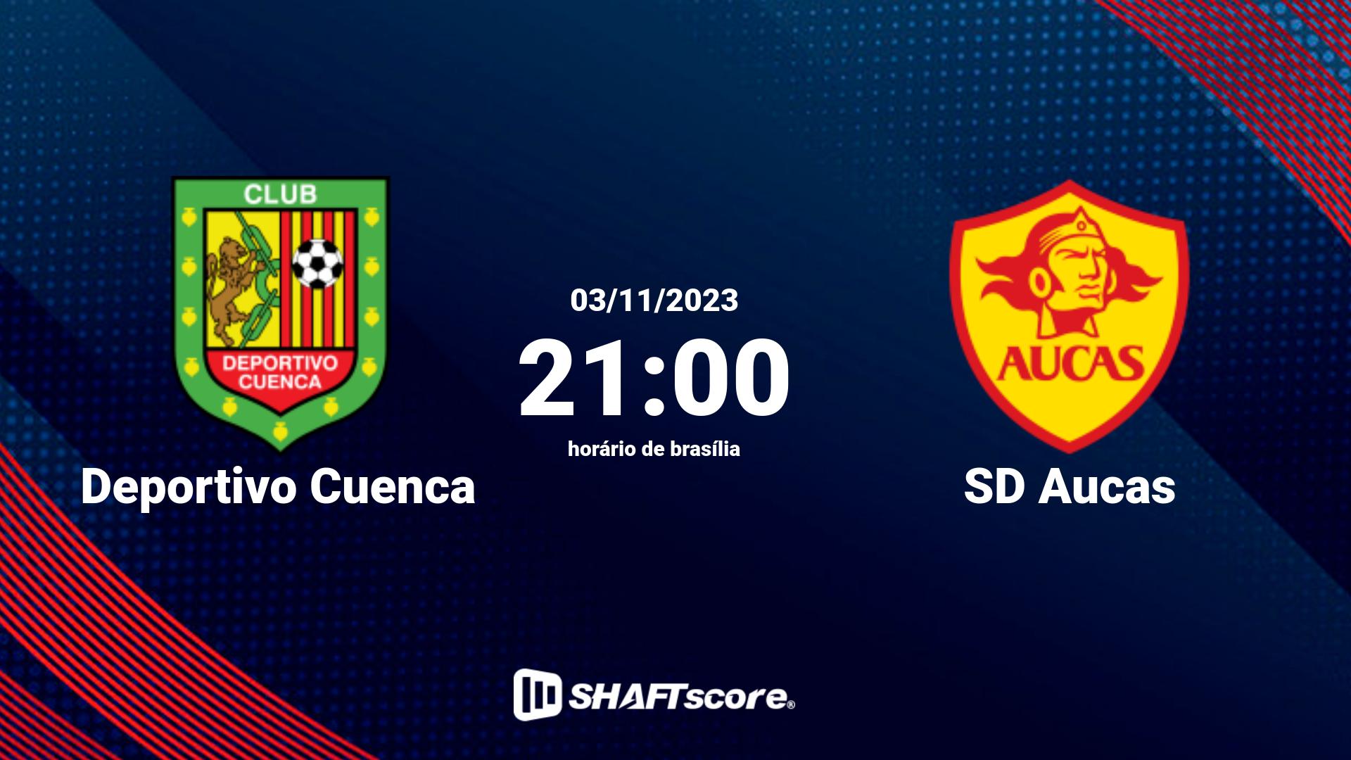 Estatísticas do jogo Deportivo Cuenca vs SD Aucas 03.11 21:00