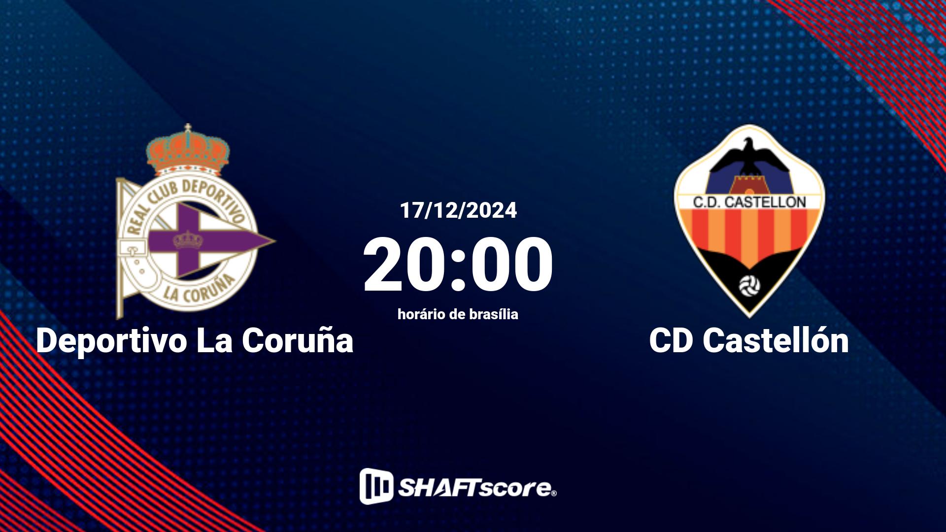 Estatísticas do jogo Deportivo La Coruña vs CD Castellón 19.12 17:15