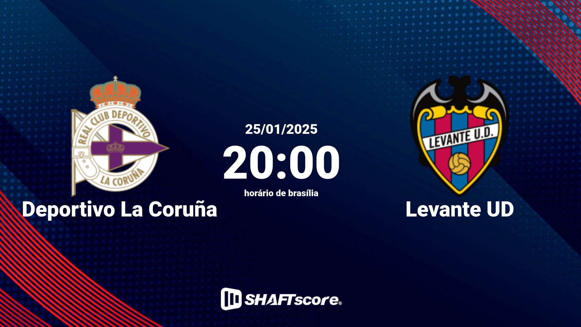 Estatísticas do jogo Deportivo La Coruña vs Levante UD 25.01 20:00