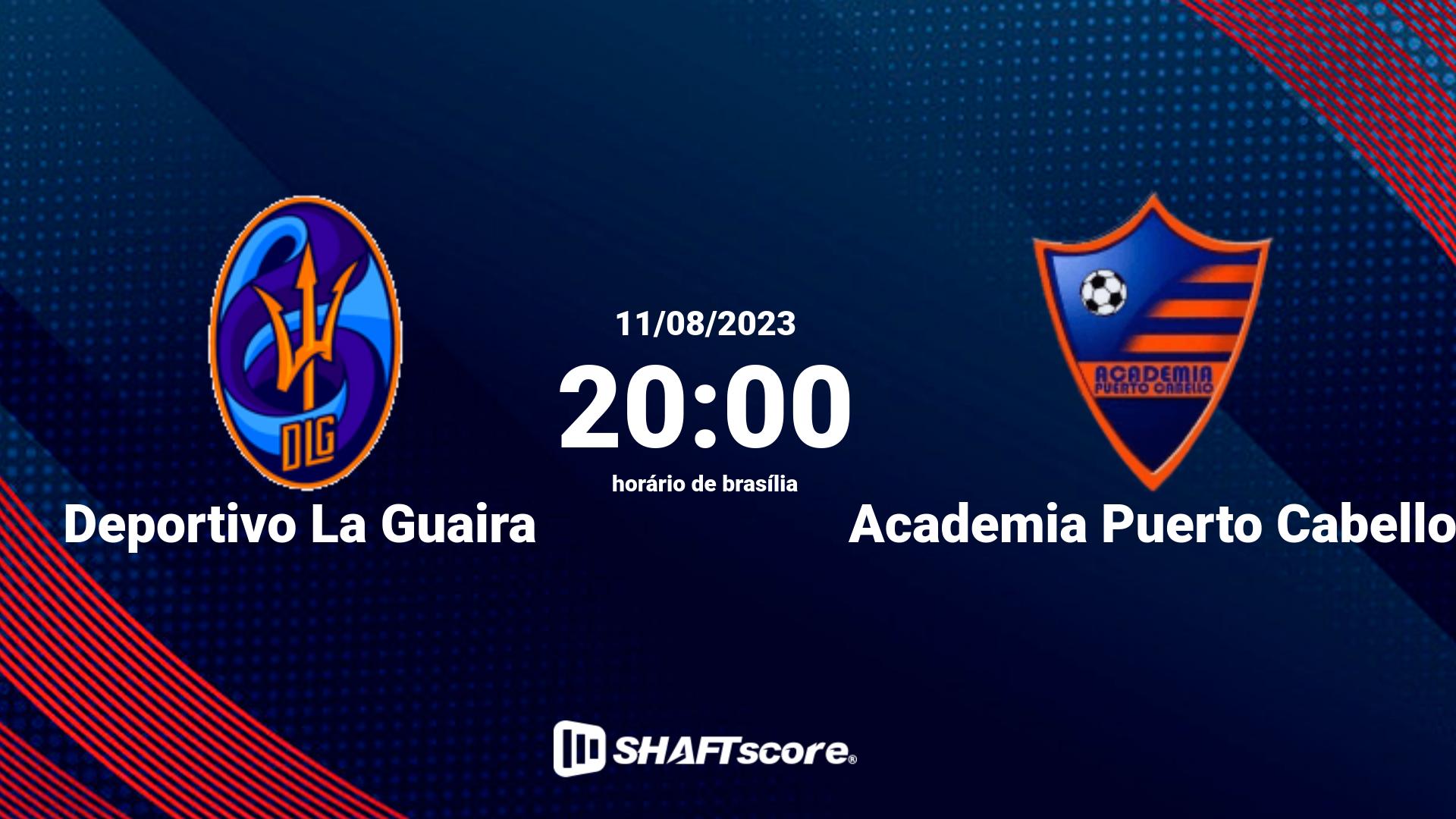 Estatísticas do jogo Deportivo La Guaira vs Academia Puerto Cabello 11.08 20:00