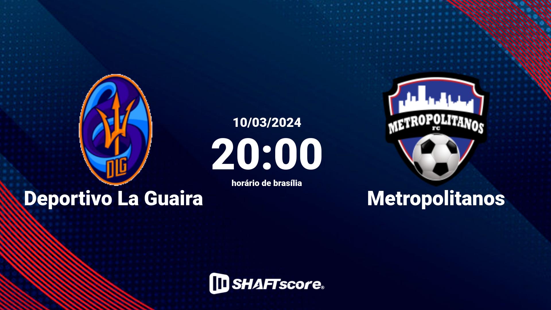 Estatísticas do jogo Deportivo La Guaira vs Metropolitanos 10.03 20:00