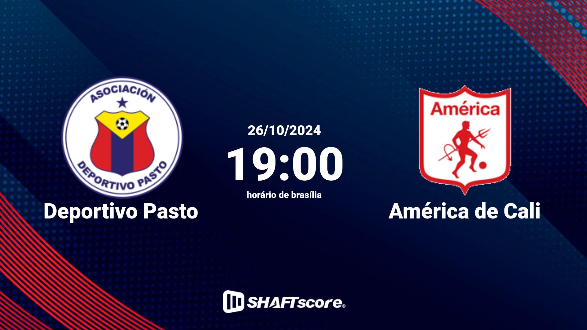 Estatísticas do jogo Deportivo Pasto vs América de Cali 26.10 19:00