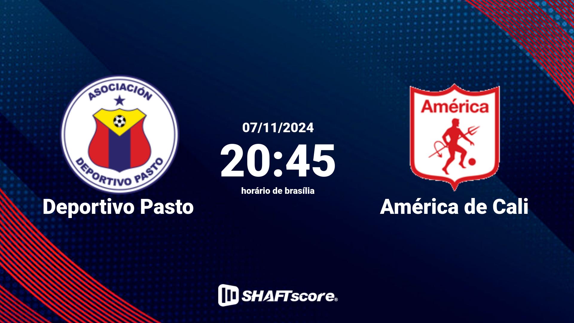 Estatísticas do jogo Deportivo Pasto vs América de Cali 07.11 20:45