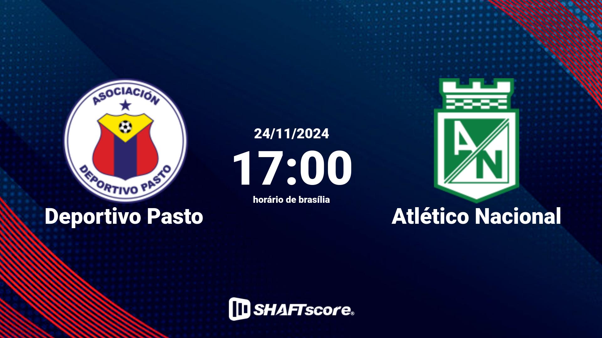 Estatísticas do jogo Deportivo Pasto vs Atlético Nacional 24.11 17:00