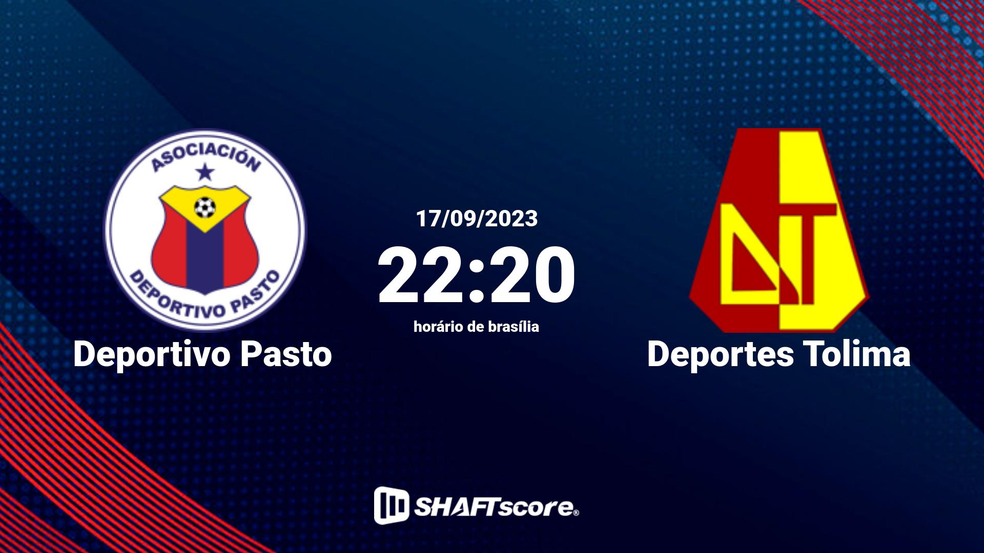 Estatísticas do jogo Deportivo Pasto vs Deportes Tolima 17.09 22:20