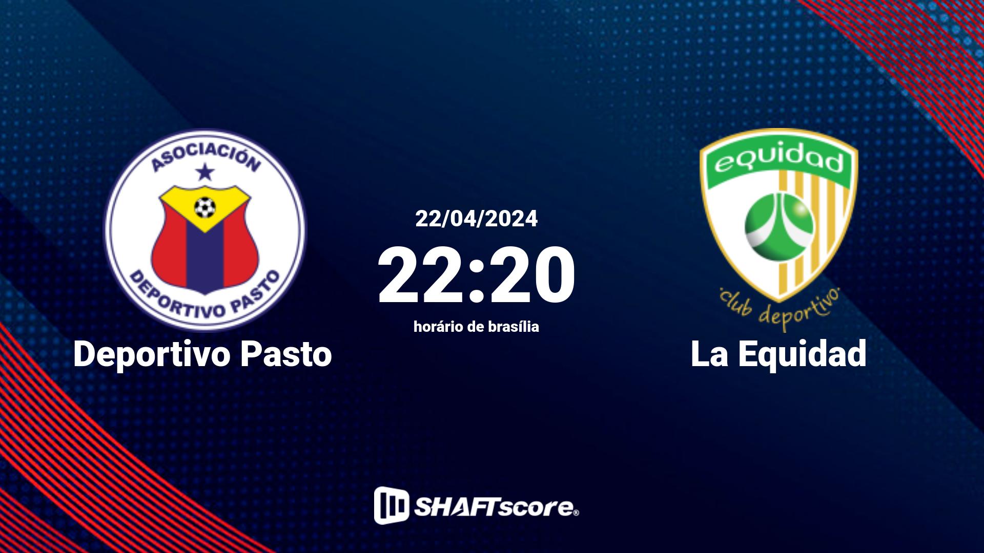 Estatísticas do jogo Deportivo Pasto vs La Equidad 22.04 22:20