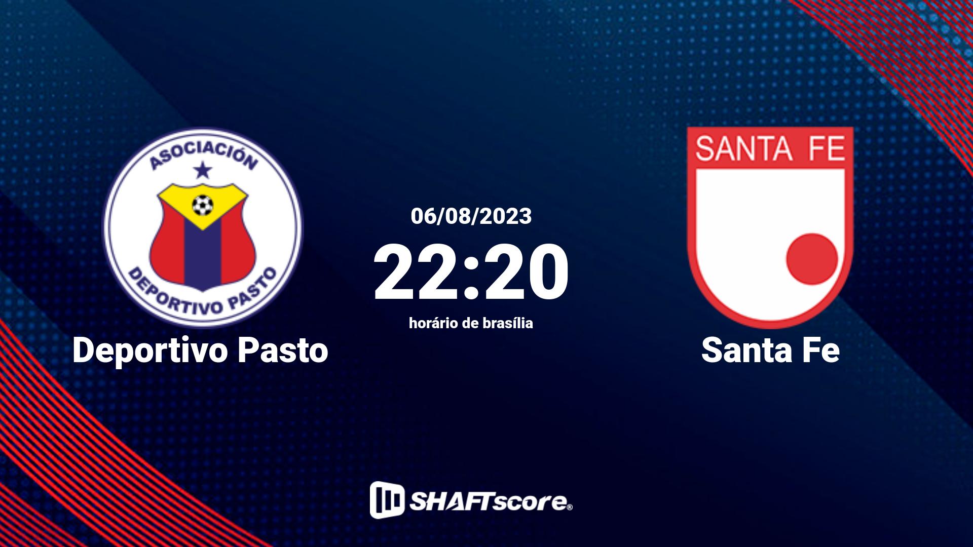 Estatísticas do jogo Deportivo Pasto vs Santa Fe 06.08 22:20