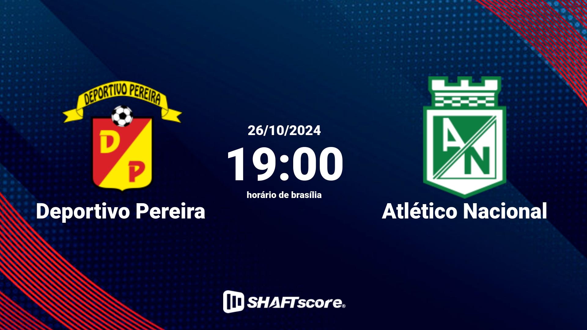 Estatísticas do jogo Deportivo Pereira vs Atlético Nacional 26.10 19:00