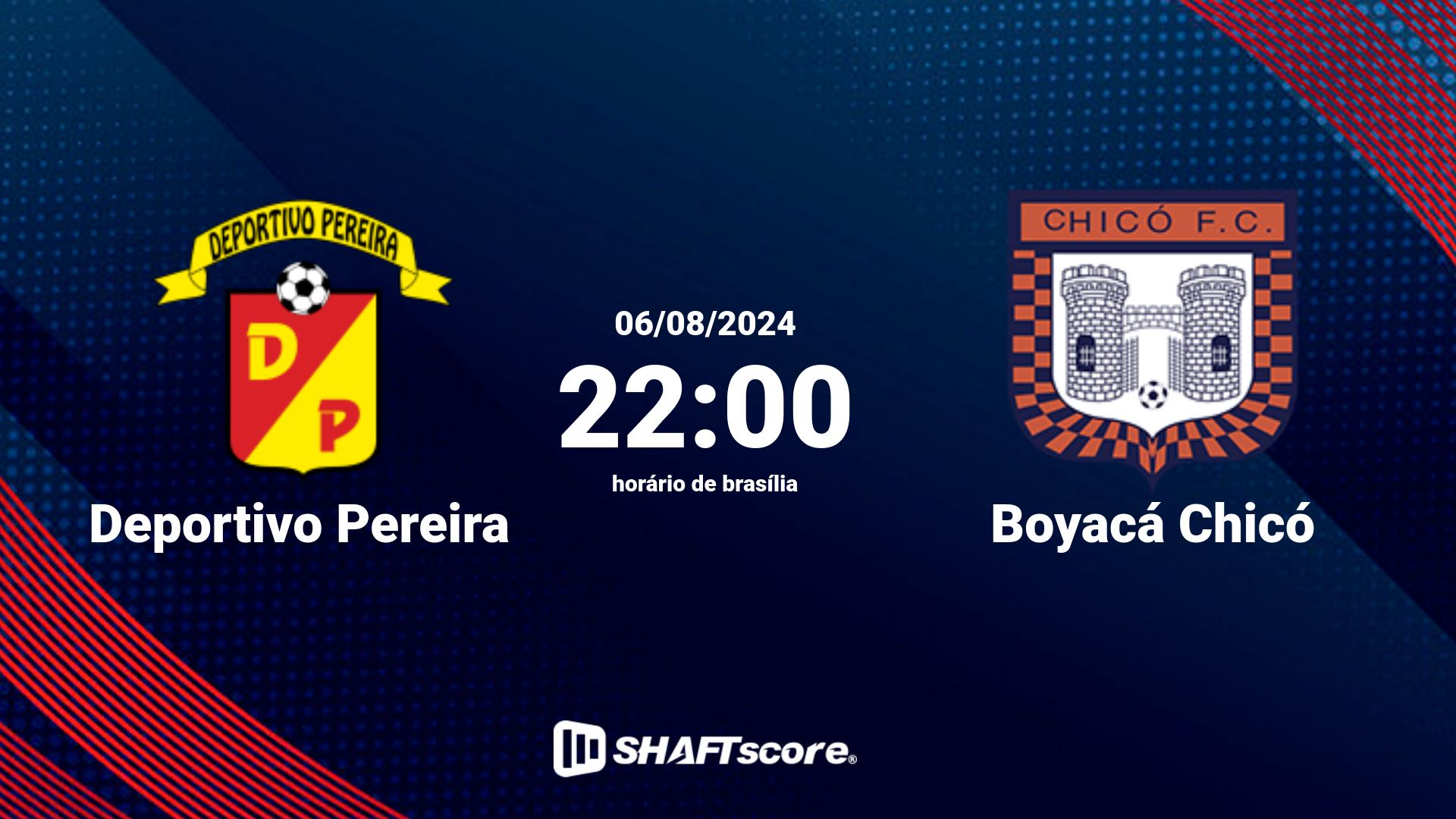 Estatísticas do jogo Deportivo Pereira vs Boyacá Chicó 06.08 22:00