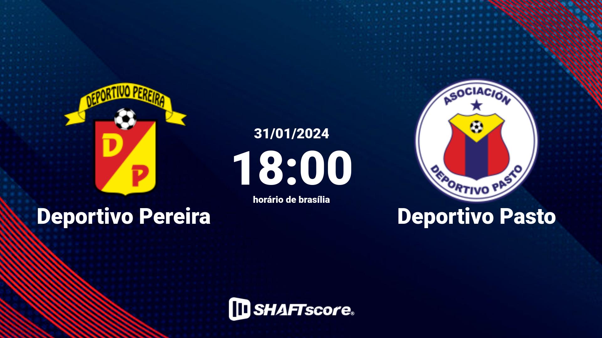 Estatísticas do jogo Deportivo Pereira vs Deportivo Pasto 31.01 18:00