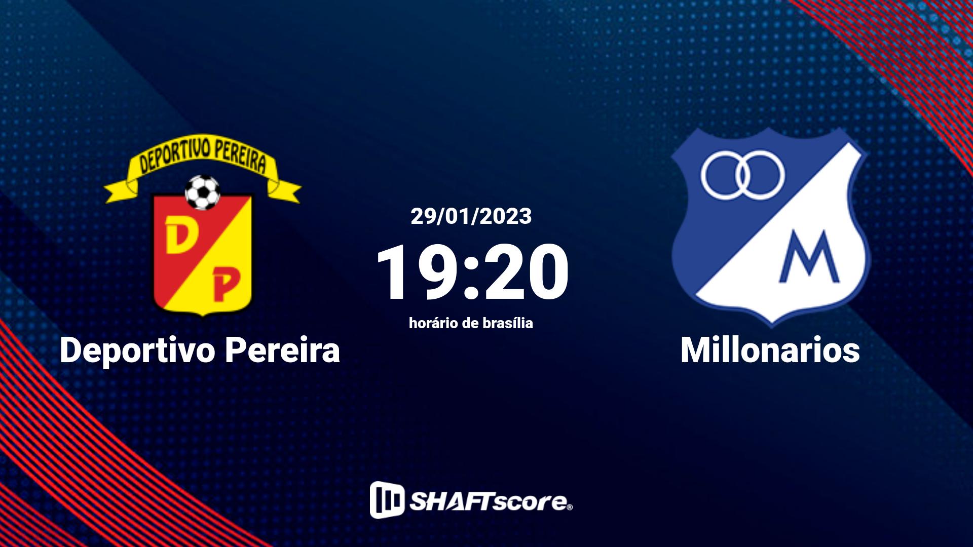 Estatísticas do jogo Deportivo Pereira vs Millonarios 29.01 19:20