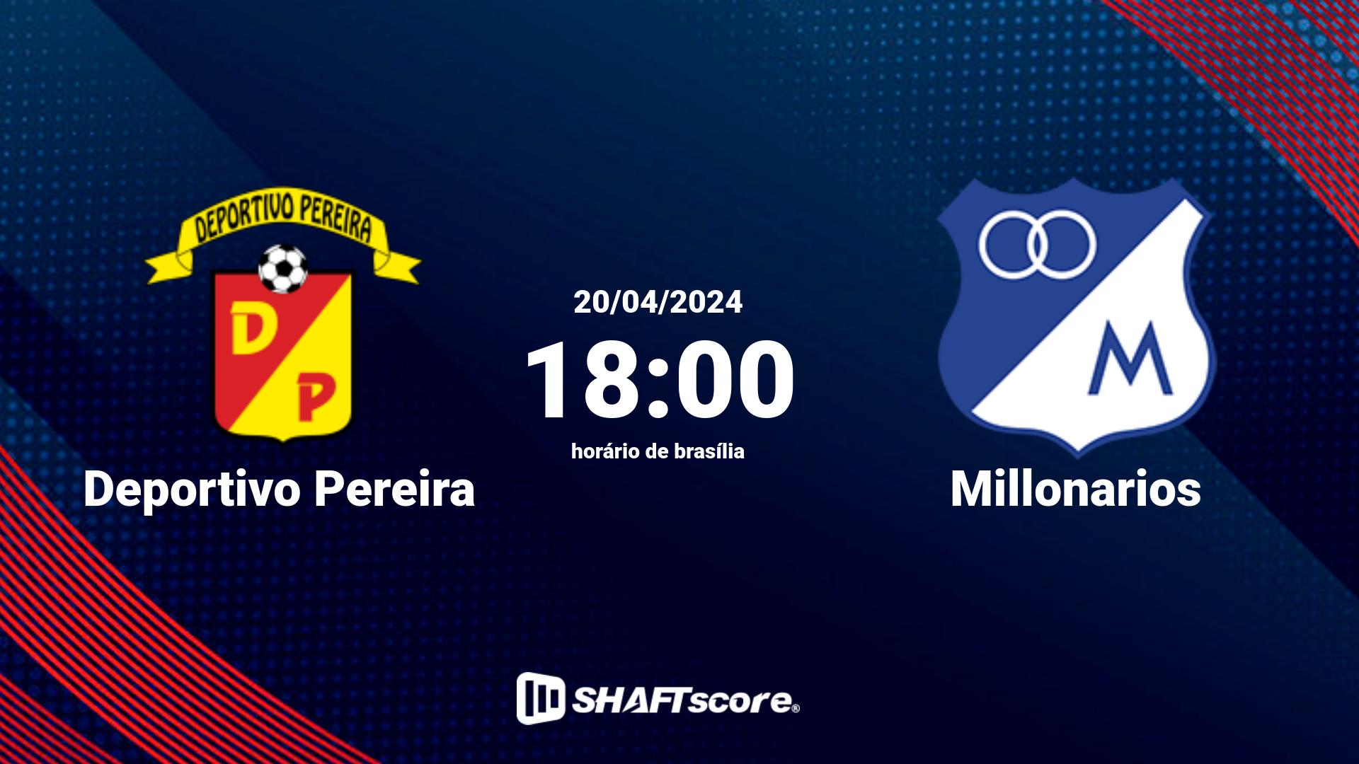 Estatísticas do jogo Deportivo Pereira vs Millonarios 20.04 18:00