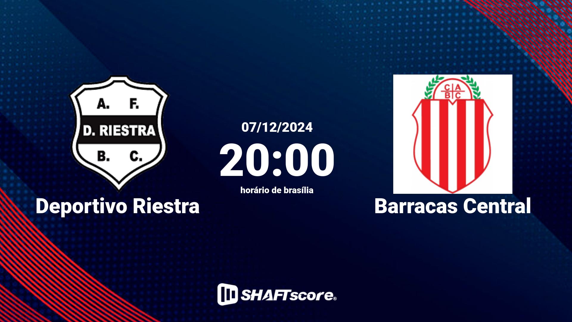 Estatísticas do jogo Deportivo Riestra vs Barracas Central 07.12 20:00