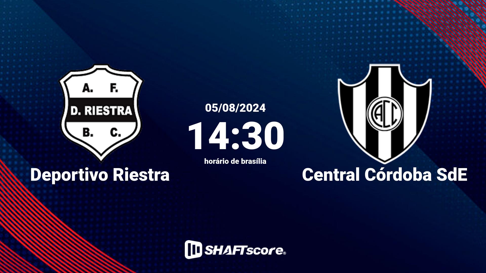 Estatísticas do jogo Deportivo Riestra vs Central Córdoba SdE 05.08 14:30